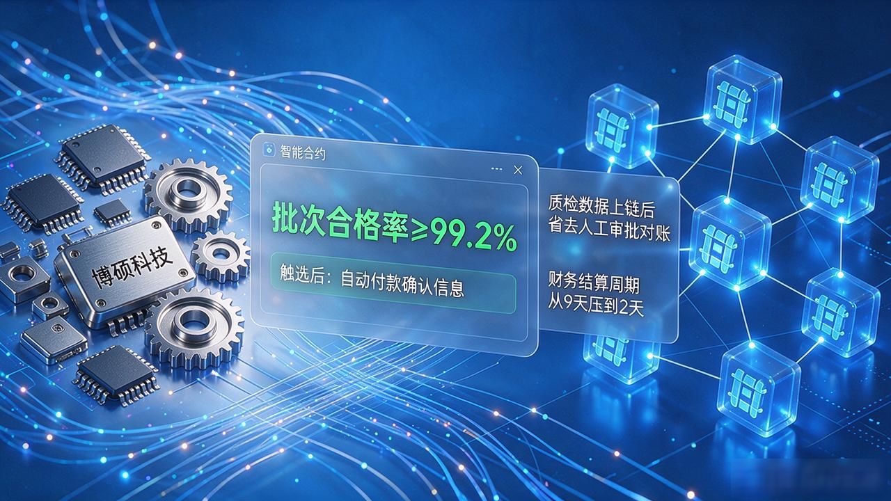 博硕科技区块链_电子元器件智能合约结算_精密零部件区块链供应链溯源